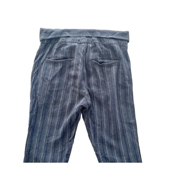 Vince. Womens Sz 0 Blue Gray Striped High Rise Linen Blend Pants - Picture 7 of 8